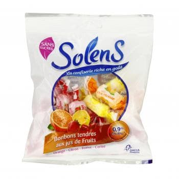 SOLENS Bonbons tendres aux jus de fruits sachet de 100g