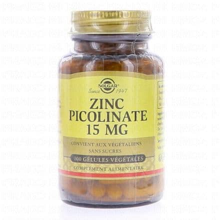 SOLGAR Zinc picolinate 15 mg 100 comprimés