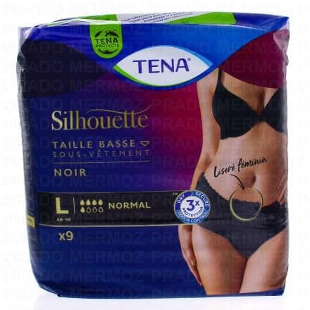 TENA Silhouette Sous-vêtement fuites urinaire Normal noir - taille l (taille basse) x9 unités