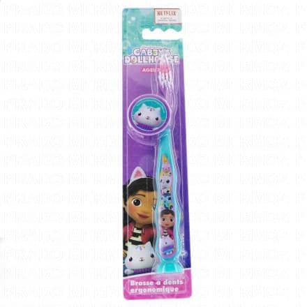 TINOKOU Brosse à dent ergonomique avec capuchon gabby's dollhouse