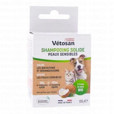 CLEMENT THEKAN Vétosan - Shampooing solide peaux sensibles 100g