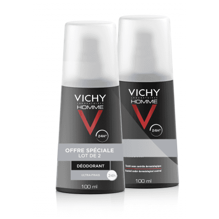 VICHY Homme déodorant vaporisateur ultra-frais lot de 2 x 100ml