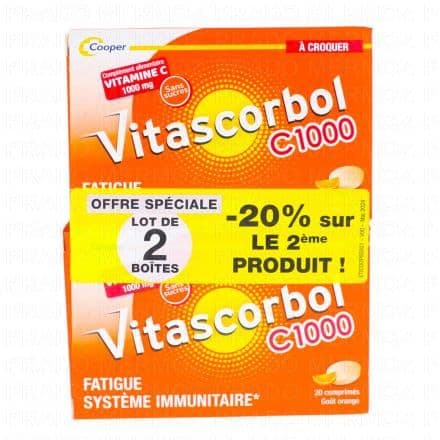 VITASCORBOL C 1000 à croquer lot de 2 x 20 comprimés