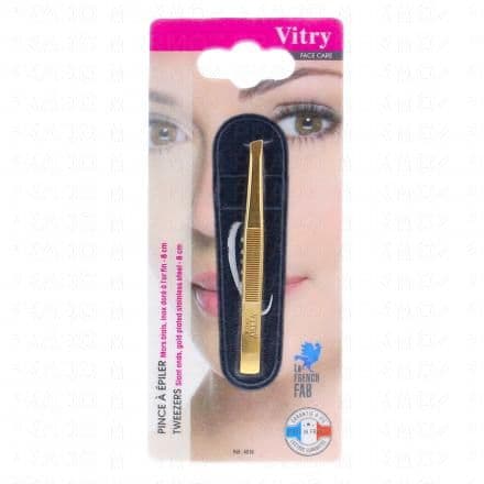 VITRY Face Care - Pince à épiler inox doré en or fin mors de biais