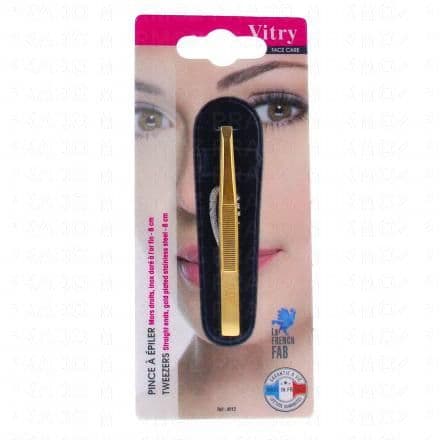 VITRY Face Care - Pince à épiler inox doré en or fin mors droits