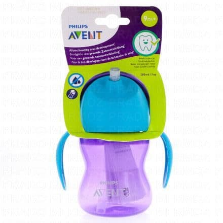 AVENT Tasse à Paille avec Anses 200ml +9Mois bleu / violet