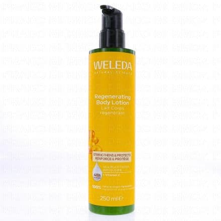 Lait Corps régénérant à l’huile d’argousier bio et huile d’argan hydrate pendant 48h, renforce et protège la barrière cutanée. Offrez-vous un véritable soin avec le Lait Corps régénérant. Riche en antioxydants et intensément nourrissant, ce Lait Corps à base d'huile d'argousier bio, d'huile d'argan, de beurre de cacao et de vitamine C régénère, renforce et protège la barrière cutanée. Rapidement absorbé, il hydrate durablement les peaux sèches pendant 48 heures tout en laissant un parfum frais aux notes d’agrumes.