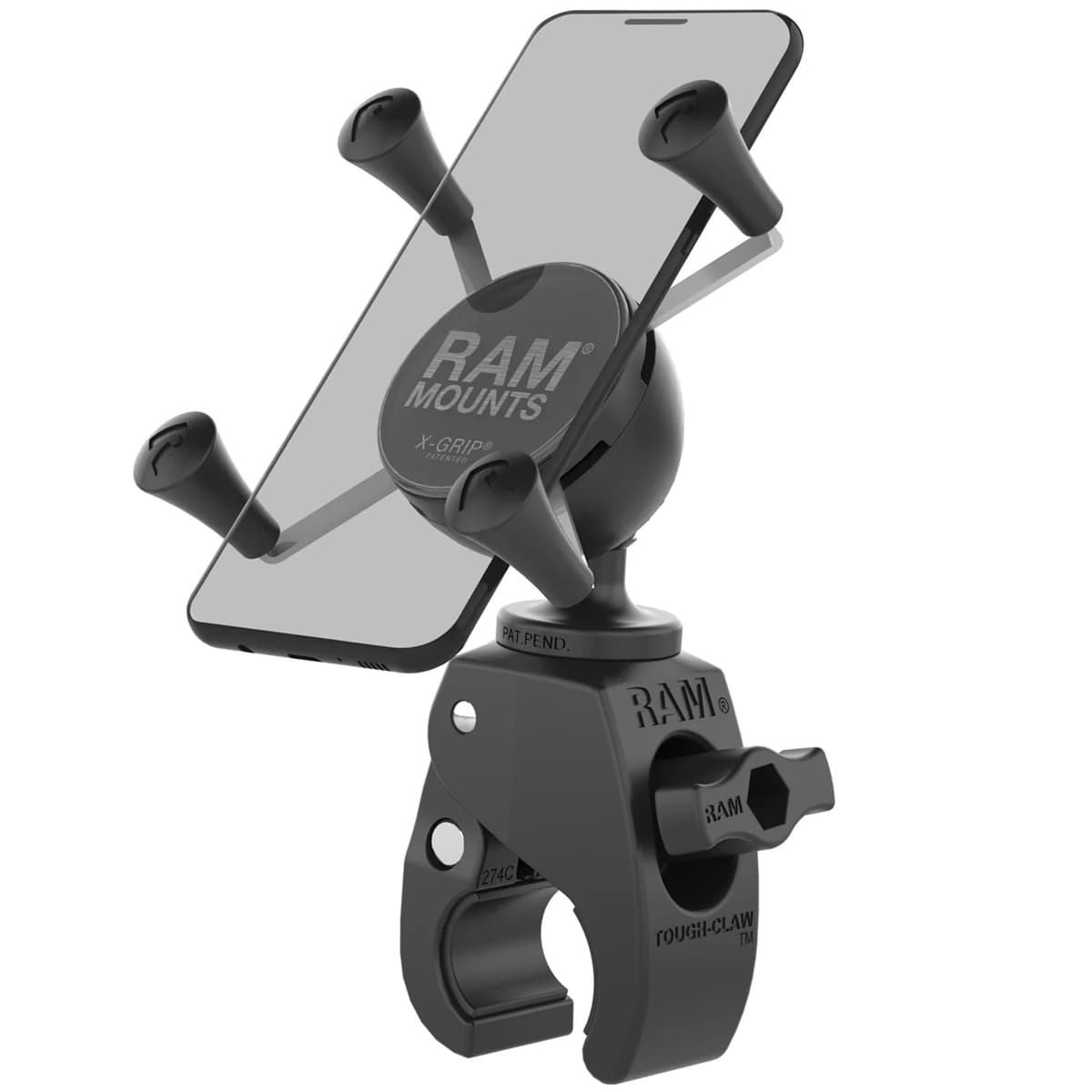 RAM Mounts Support de téléphone X-Grip® Tough-claw pour vélo / scooter / moto - Rotation à 360° - Universel - Petit - Noir