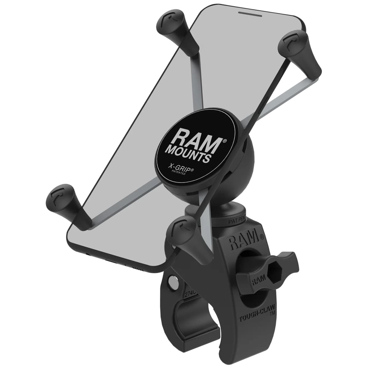 RAM Mounts Support de téléphone X-Grip® Tough-claw pour vélo / scooter / moto - Rotation à 360° - Universel - Grand - Noir