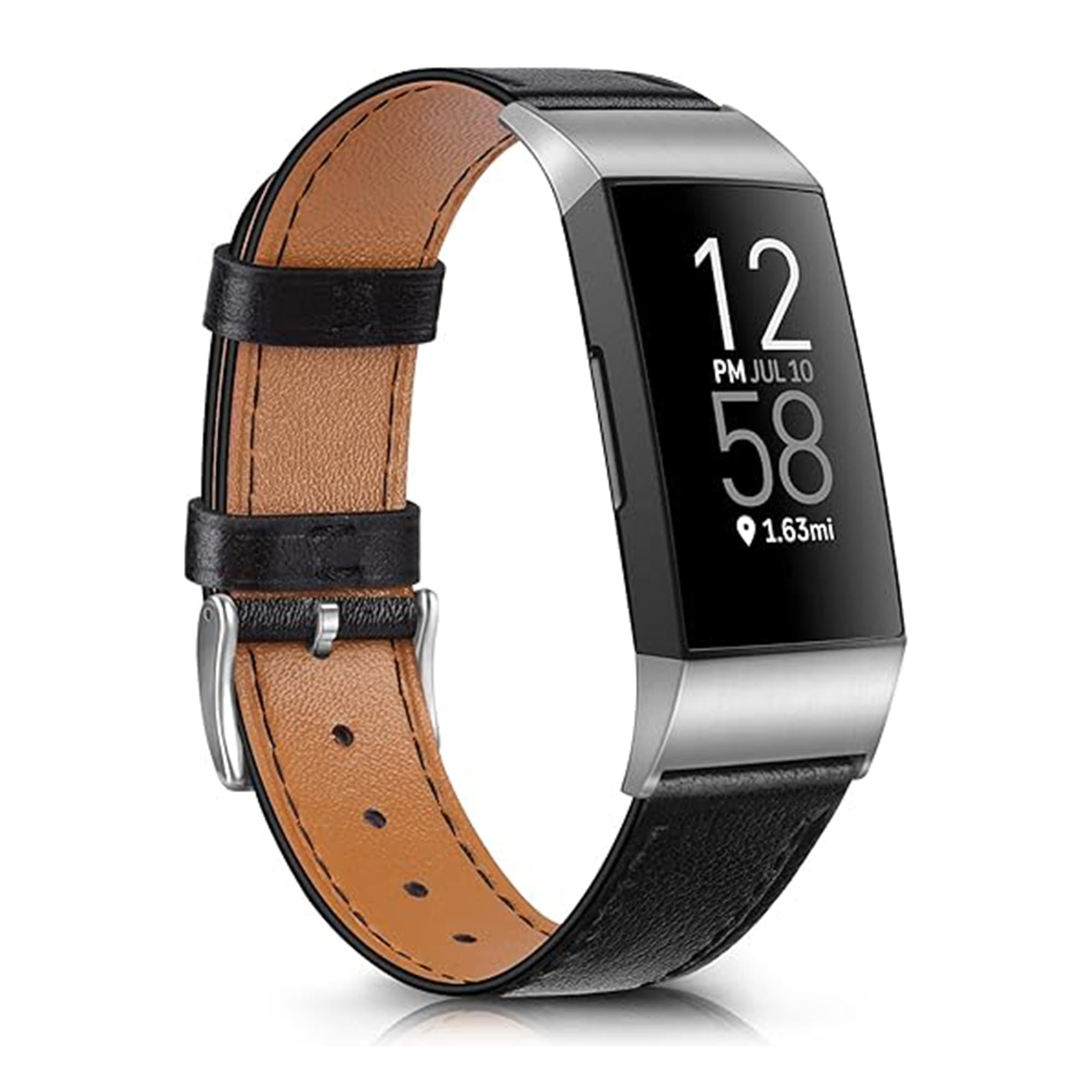 Bracelet Leather Fitbit Charge 3 / 4 - Taille L - Noir