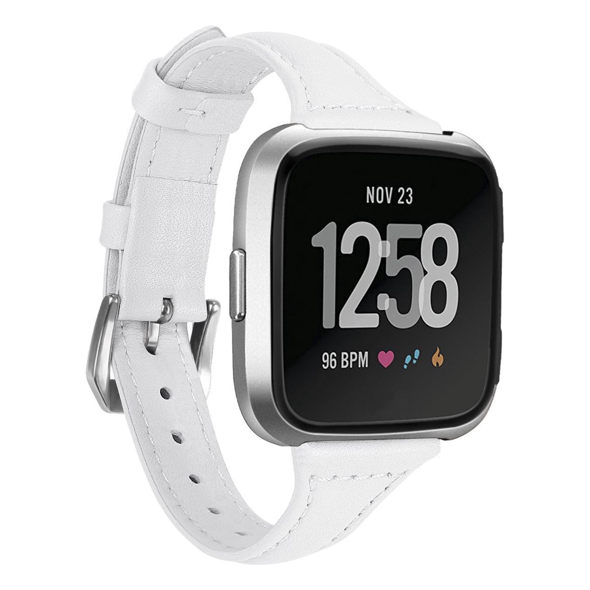 Bracelet Leather Fitbit Versa / Versa 2 / Versa Lite - Taille L - Blanc