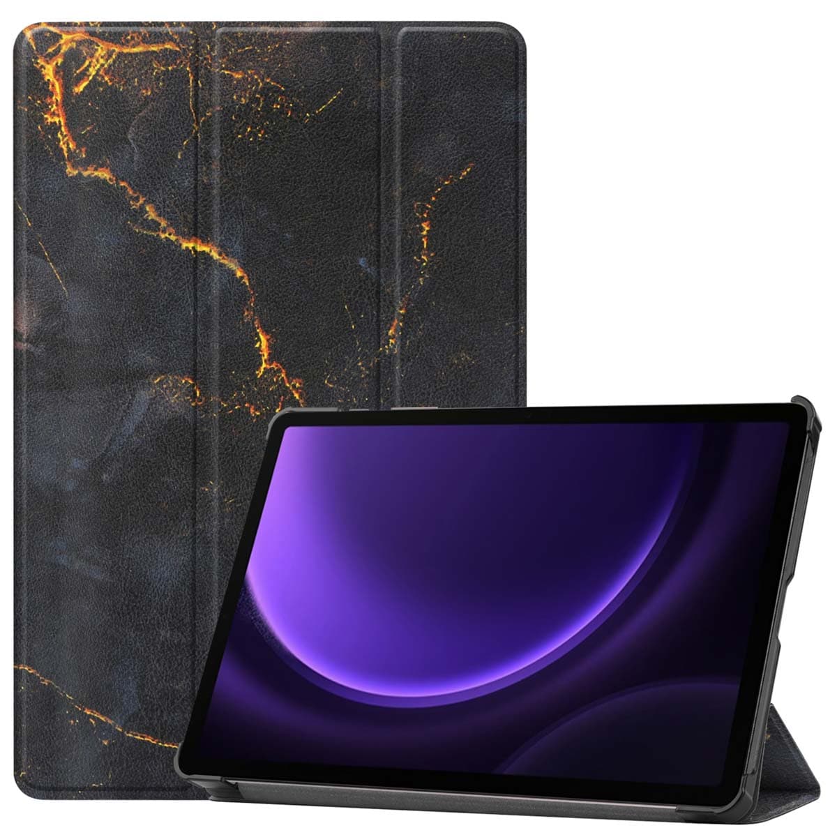imoshion Coque tablette Design Trifold Samsung Galaxy Tab S9 11.0 pouces / S10 Lite / S10 FE / S9 FE 10.9 pouces - Black Marble