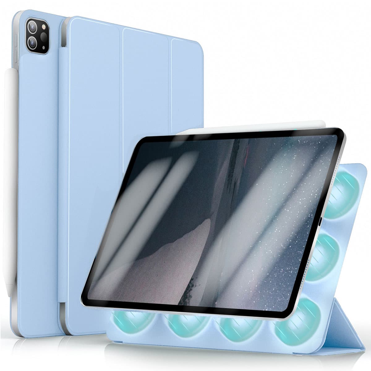 imoshion Magnetic etui de téléphone portefeuille Apple iPad Pro 12.9 (2020/2021/2022) - Bleu clair