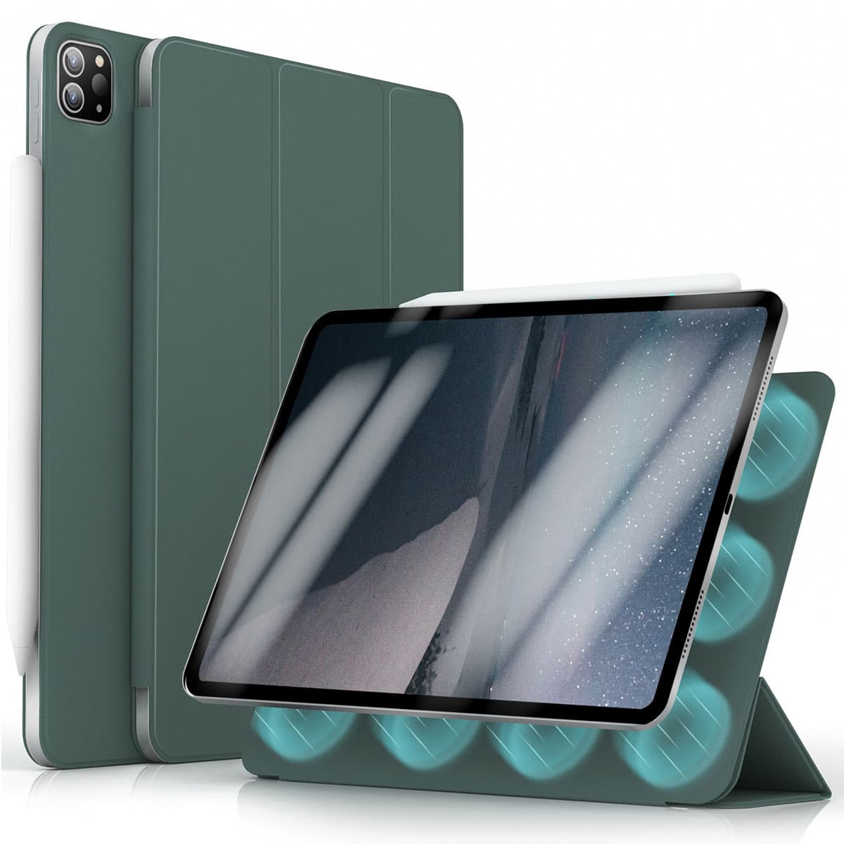 imoshion Magnetic etui de téléphone portefeuille Apple iPad Pro 11 (2025) M5 / (2024) M4 - Vert foncé