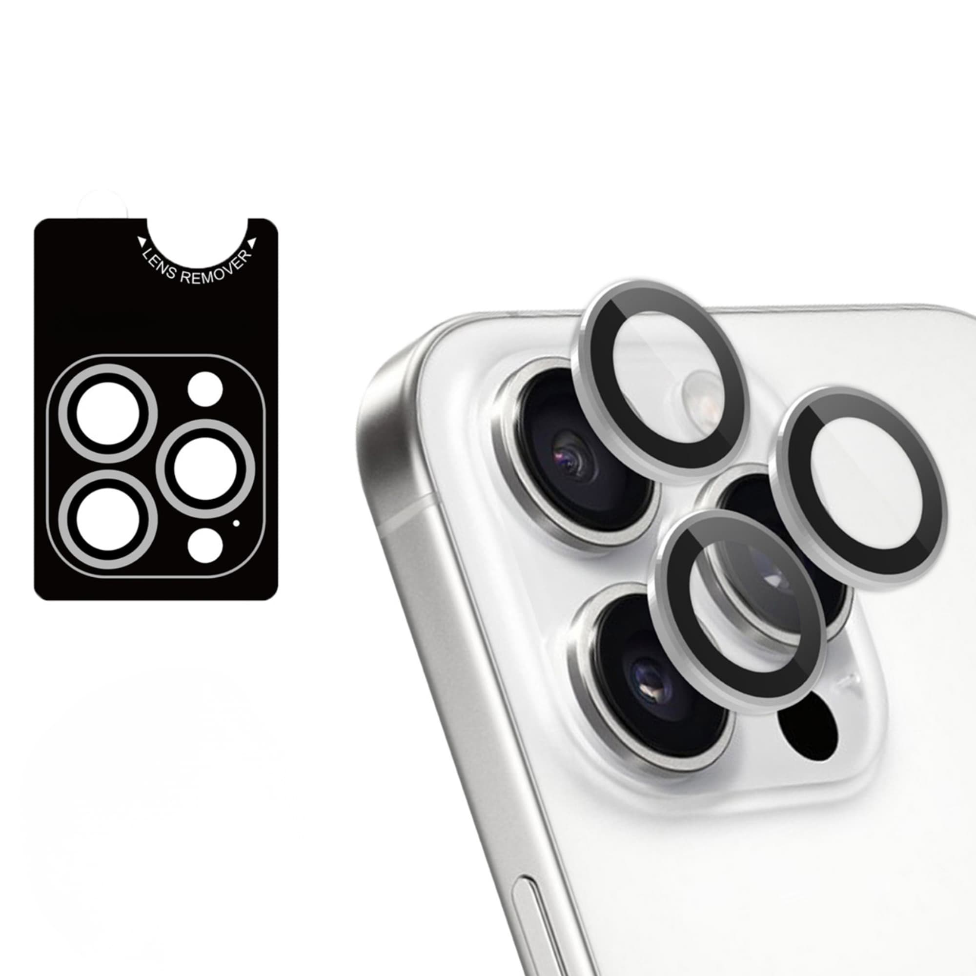imoshion Lot de 2 protections d'objectif de caméra Apple iPhone 16 Pro / 16 Pro Max - Blanc / Titanium