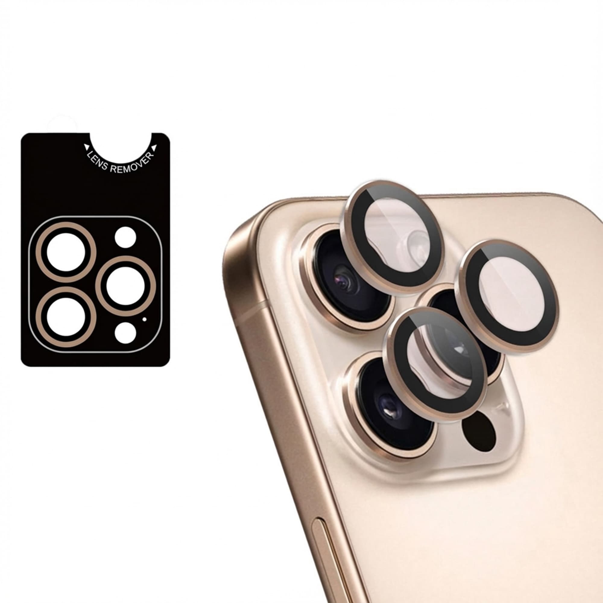 imoshion Lot de 2 protections d'objectif de caméra Apple iPhone 16 Pro / 16 Pro Max - Desert / Titanium