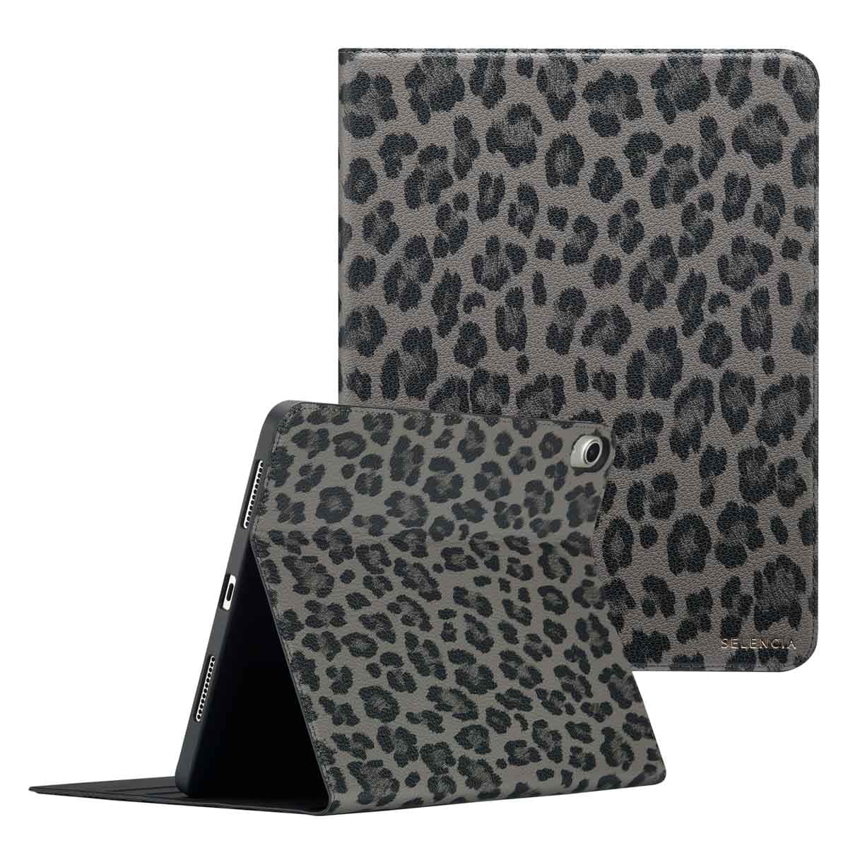 Selencia Coque tablette Sabi avec imprimé léopard Apple iPad Air 11 pouces (2026) M4 / (2025) M3 / (2024) M2 / Air 5 (2022) / Air 4 (2020) - Midnight Black
