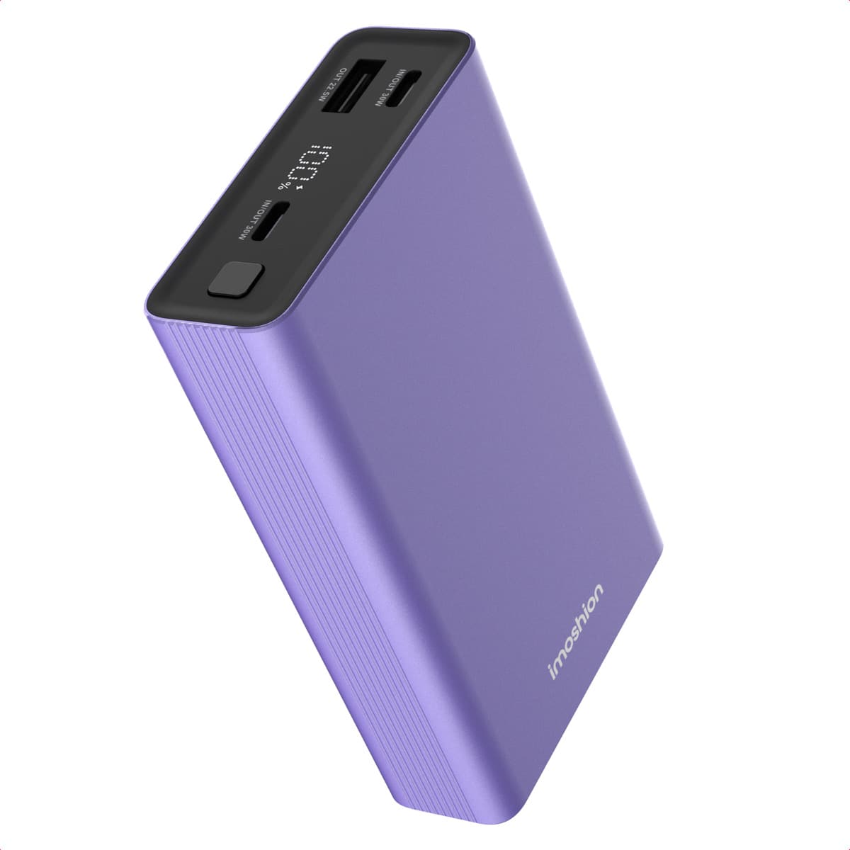 imoshion Ultra Series Aluminium Batterie externe 20.000 mAh - Charge rapide jusqu'à 33 watts - Tropical Violet